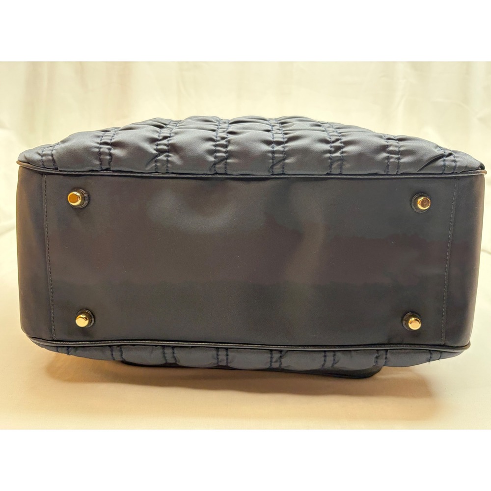 Coach Court Tote Black Ruched Quilted Nylon Pebble Leather Gold Hardware Bag - Picture 11 of 16